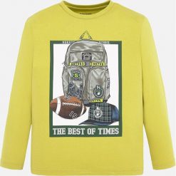 Mayoral - Longsleeve dziecięcy 128-172 cm. Żółte t-shirty chłopięce Mayoral, z nadrukiem, z bawełny, z długim rękawem. Za 74,90 zł.