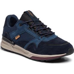 Sneakersy WRANGLER - Rush WM92200A Navy 016. Niebieskie sneakersy męskie Wrangler, ze skóry, klasyczne. Za 369,00 zł.