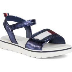 Sandały TOMMY HILFIGER - Velcro Sandal T3A2-30637-0892 S Blue 800. Niebieskie sandały dziewczęce TOMMY HILFIGER, ze skóry ekologicznej, bez zapięcia. W wyprzedaży za 249,00 zł.