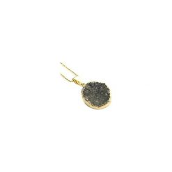 Colare Agat Druza Dwukolorowa złoto. Szare naszyjniki damskie marki Brazi druse jewelry, z agatem, srebrne. Za 170,00 zł.