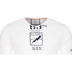 T-shirt AERONAUTICA MILITARE. Białe t-shirty męskie Aeronautica Militare, bez wzorów, z bawełny, z włoskim kołnierzykiem. Za 250,00 zł.
