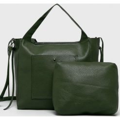 Answear - Torebka. Zielone torebki klasyczne damskie ANSWEAR, w paski, z materiału, casualowe, na ramię, duże, bez dodatków. W wyprzedaży za 79,90 zł.