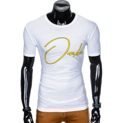 T-shirt męski z nadrukiem S989 - biały. Białe t-shirty męskie Ombre Clothing, s, z nadrukiem, bez kołnierzyka. Za 15,99 zł.
