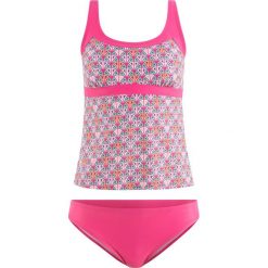 Stroje dwuczęściowe damskie: Tankini (2 części) bonprix różowy z nadrukiem