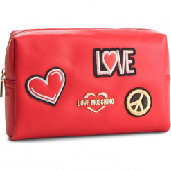 Kosmetyczka LOVE MOSCHINO - JC5300PP17LJ0500 Rosso. Czerwone kosmetyczki męskie marki Love Moschino, ze skóry ekologicznej. Za 339,00 zł.