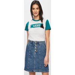 Vans - Top. Białe bluzki damskie marki Vans, s, z nadrukiem, z bawełny, casualowe, z okrągłym kołnierzem, z krótkim rękawem. Za 139,90 zł.