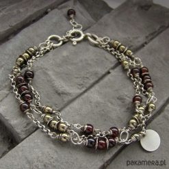Bransoletki damskie: Granat i piryt - bransoletka