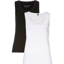 Top (2 szt.) bonprix biały + czarny. Białe topy damskie bonprix, z koronki, z klasycznym kołnierzykiem. Za 55,98 zł.