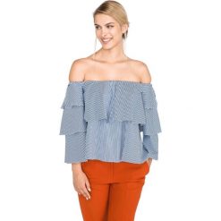 Pinko Bess Top Niebieski Biały. Niebieskie bluzki damskie Pinko, s, w paski, z bawełny, bez kołnierzyka. Za 1007,95 zł.
