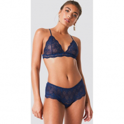 Samsoe & Samsoe Figi Marilyn 7092 - Blue,Navy. Niebieskie figi Samsøe & Samsøe, w koronkowe wzory, z koronki. Za 121,95 zł.