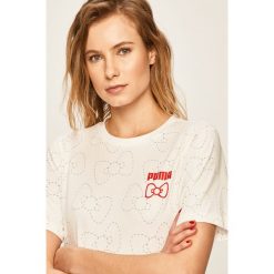 Puma - T-shirt x Hello Kitty. Białe bluzki damskie Puma, s, z motywem z bajki, z bawełny, z okrągłym kołnierzem, z krótkim rękawem. W wyprzedaży za 99,90 zł.