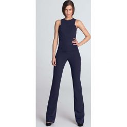 Fioletowy Elegancki Stylowy Kombinezon bez Rękawów. Fioletowe kombinezony damskie Molly.pl, do pracy, s, bez wzorów, eleganckie, z klasycznym kołnierzykiem, bez rękawów, długie. Za 189,90 zł.