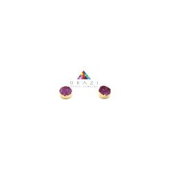 Kolczyki Druza Agatu Magenta złoto. Czerwone kolczyki damskie marki Brazi druse jewelry, z agatem, pozłacane, na sztyftcie. Za 170,00 zł.