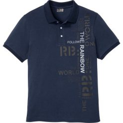 Shirt polo Slim fit bonprix ciemnoniebieski. Niebieskie koszulki męskie bonprix, s, bez wzorów, bez rękawów. Za 59,99 zł.