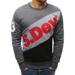 Bluzy męskie: Bluza męska z nadrukiem antracytowa (bx3455)