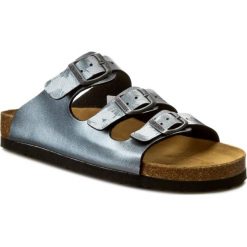 Klapki DR. BRINKMANN - 700953 Silber 92. Szare klapki damskie Dr. Brinkmann, bez wzorów, ze skóry ekologicznej, bez obcasa. Za 119,00 zł.