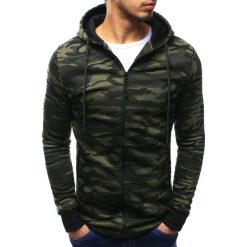 Bluzy męskie: Bluza męska rozpinana z kapturem woodland camo (bx3198)