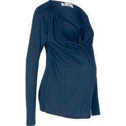 Shirt ciążowy i do karmienia piersią bonprix ciemnoniebieski. Niebieskie bluzki ciążowe bonprix, m, bez wzorów, z wiskozy, bez kołnierzyka, bez rękawów. Za 34,99 zł.