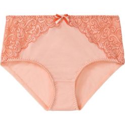 Figi modelujące bonprix łososiowo-czerwona pomarańcza. Pomarańczowe majtki damskie bonprix, z haftami, z bawełny. Za 34,99 zł.