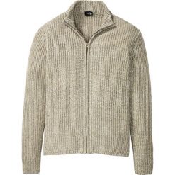 Sweter rozpinany z dzianiny melanżowej w prążek bonprix biel wełny. Białe swetry męskie bonprix, s, bez wzorów, z wełny. Za 109,99 zł.