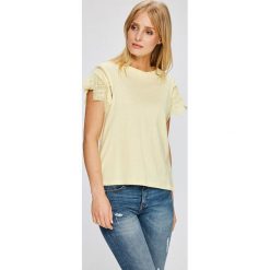 Answear - Top. Żółte bluzki damskie marki ANSWEAR, s, z bawełny, z okrągłym kołnierzem. W wyprzedaży za 39,90 zł.