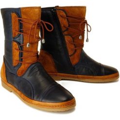 MANITU 991535-5 navy, botki damskie. Niebieskie botki damskie Manitu, bez obcasa, na obcasie, na zamek. Za 289,90 zł.