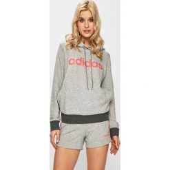 Adidas Performance - Bluza. Szare bluzy damskie marki adidas Performance, s, z nadrukiem, z bawełny, bez rękawów, z kapturem. Za 179,90 zł.