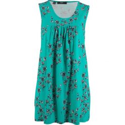Sukienka shirtowa, bez rękawów bonprix zielony oceaniczny w kwiaty. Zielone sukienki bonprix, w kwiaty, bez rękawów. Za 74,99 zł.