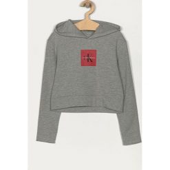 Calvin Klein Underwear - Bluza bawełniana dziecięca 128-176 cm. Szare bluzy dziewczęce Calvin Klein Underwear, z nadrukiem, z bawełny, bez rękawów, z kapturem. Za 229,90 zł.