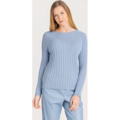SWETER PIREO Max Mara Leisure. Niebieskie swetry damskie Max Mara Leisure, s, z aplikacjami, z dzianiny, bez rękawów, bez kaptura. Za 509,40 zł.