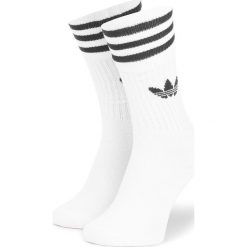 Zestaw 3 par wysokich skarpet unisex adidas - Solid Crew Sock S21489 White/Black. Białe skarpetki damskie Adidas, bez wzorów, z elastanu. Za 54,95 zł.