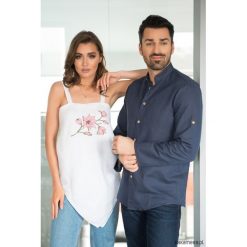Damski Top Lniany Biel Nadruk. Topy damskie Pakamera, z nadrukiem, ze lnu. Za 159,00 zł.