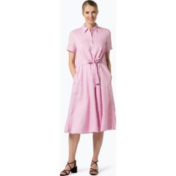 Tommy Hilfiger - Damska sukienka lniana – Dakota, różowy. Różowe sukienki damskie TOMMY HILFIGER, bez wzorów, bez kołnierzyka, bez rękawów. Za 549,95 zł.