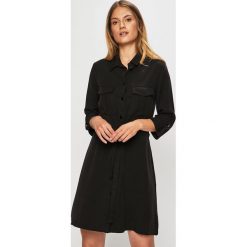 Answear - Sukienka. Czarne sukienki damskie ANSWEAR, na co dzień, s, bez wzorów, z lyocellu, casualowe, bez kołnierzyka, bez rękawów, mini, rozkloszowane. W wyprzedaży za 99,90 zł.
