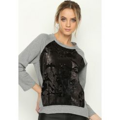 Szara Bluza Front Fin. Szare bluzy damskie Born2be, uniwersalny, z aplikacjami. Za 159,99 zł.