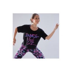 Koszulka krótka do tańca damska. Czarne bluzki sportowe damskie DOMYOS, z elastanu, z krótkim rękawem. Za 49,99 zł.