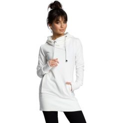 LOGAN Długa bluza ze sznurkiem - ecru. Bluzy damskie BE, s, bez wzorów, z elastanu, z długim rękawem, długie, z kapturem. W wyprzedaży za 188,00 zł.