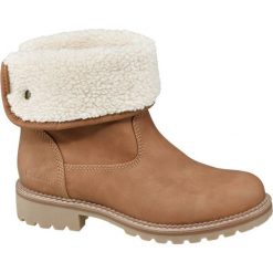 Botki damskie Bench brązowe. Pomarańczowe botki damskie Bench, ze skóry, bez obcasa, bez zapięcia. Za 239,90 zł.