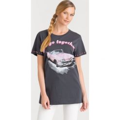 T-SHIRT pinko. Czarne t-shirty damskie Pinko, s, z nadrukiem, z bawełny, z okrągłym kołnierzem. Za 416,50 zł.