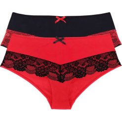 Figi: Figi „panty” (2 pary) bonprix czarno-czerwony + czerwono-czarny