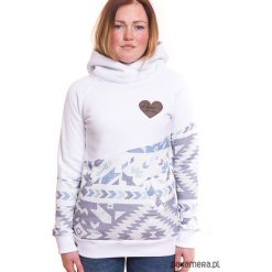 Bluza damska z kapturem AZTEK biała. Białe bluzy damskie Pakamera, bez wzorów, z bawełny, bez rękawów, z kapturem. Za 289,00 zł.