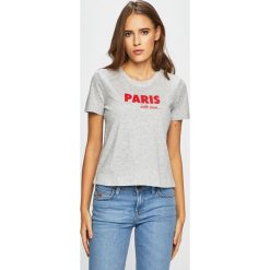 Tally Weijl - Top. Szare bluzki damskie marki TALLY WEIJL, s, z nadrukiem, z bawełny, casualowe, z okrągłym kołnierzem, z krótkim rękawem. Za 19,90 zł.