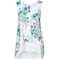 Top szyfonowy bonprix biel wełny w kwiaty. Białe topy damskie bonprix, w kwiaty, z szyfonu. Za 44,99 zł.