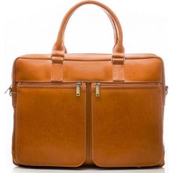 Torba skórzana na ramię, laptopa SOLIER jasnobrązowa - jasny brąz. Pomarańczowe torby na laptopa Solier, ze skóry, biznesowe. Za 549,99 zł.