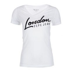 Pepe Jeans T-Shirt Damski Cassidy M Biały. Białe koszulki damskie Pepe Jeans, m, bez wzorów, z jeansu, bez kołnierzyka, bez rękawów. W wyprzedaży za 128,00 zł.