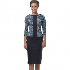 Zestaw w kolorze antracytowym ze wzorem - bluzka, spódnica. Niebieskie spódniczki Lila Kass, xxs, w geometryczne wzory, midi. W wyprzedaży za 219,95 zł.
