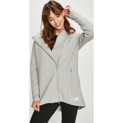 New Balance - Bluza. Szare bluzy rozpinane damskie New Balance, l, z bawełny, z kapturem. W wyprzedaży za 299,90 zł.