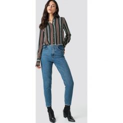 Spodnie damskie: NA-KD Jeansy Raw Waist - Blue