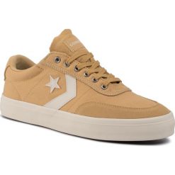 Tenisówki CONVERSE - Courtland Ox 163201C Club Gold/White/Natural Ivory. Żółte półbuty męskie Converse, na co dzień, bez wzorów, z zamszu, eleganckie, bez zapięcia. Za 219,00 zł.