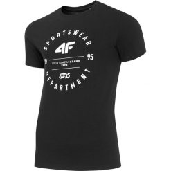T-shirt męski TSM249 - głęboka czerń. Czarne koszulki męskie 4f, m, bez wzorów, z bawełny, bez kołnierzyka. Za 49,99 zł.